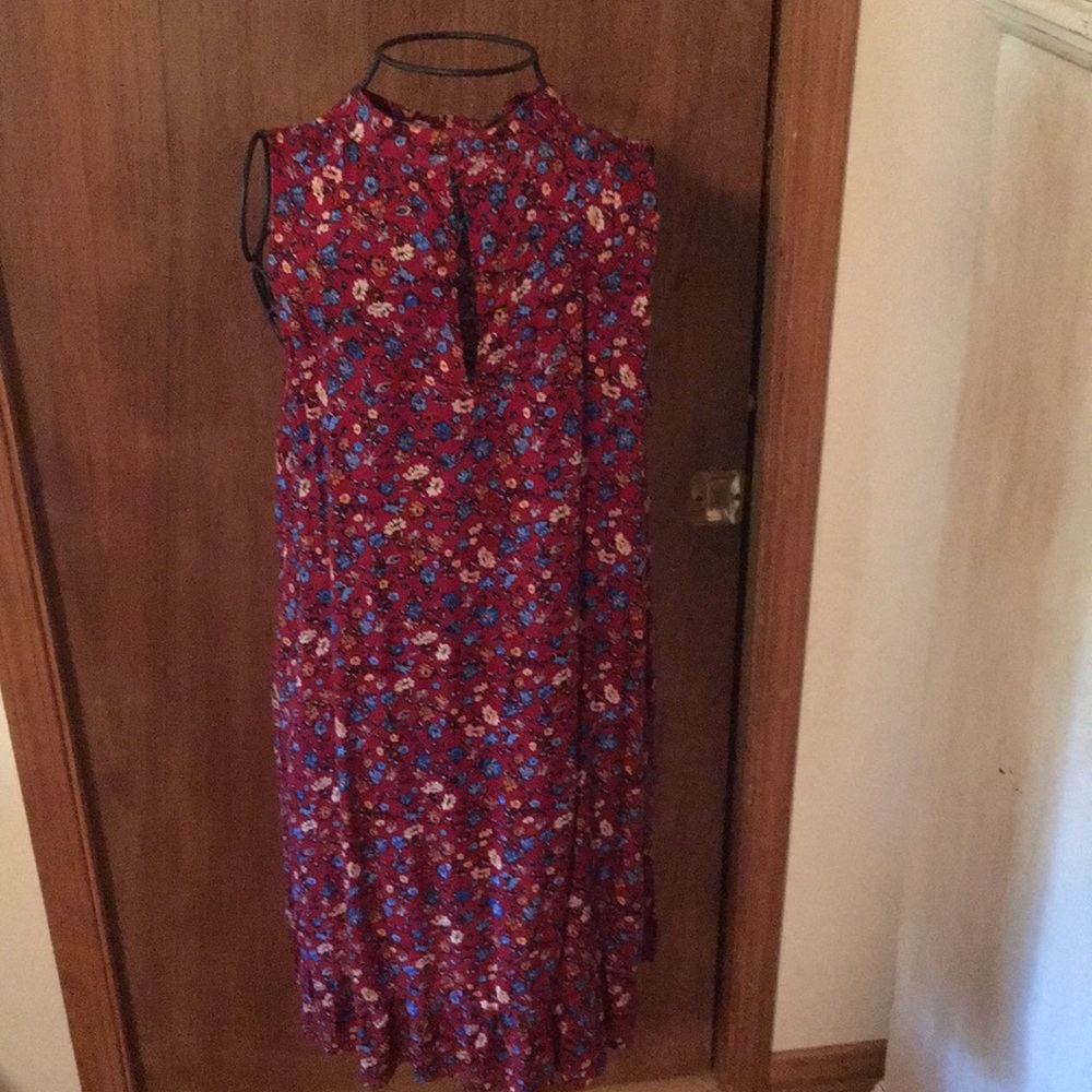 Red floral sun dress